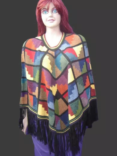image result for Multicolor Alpaca Wool Poncho d03