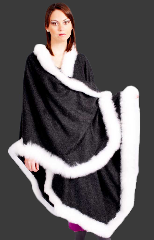 Luxury Baby alpaca Fur Trimmed Cape