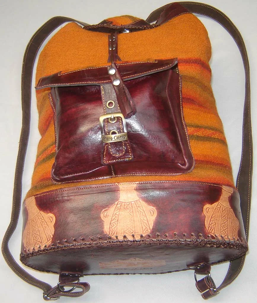 Handmade Andean Leather Backpack special as present